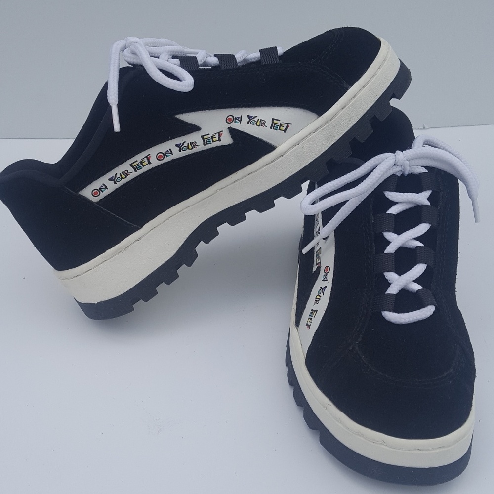 Womens Chinese Laundry Sneakers 6m Black Leather - Picture 3 of 8